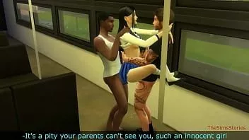 play سيمز 4 ، فتاة جامعية يابانية متلمس ومارس الجنس بدون رحمة في الحافلة