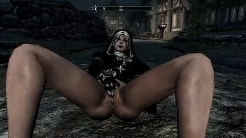 Odtwórz Skyrim: 2 zakonnice masturbują się na oczach wszystkich w skórzanych rękawiczkach